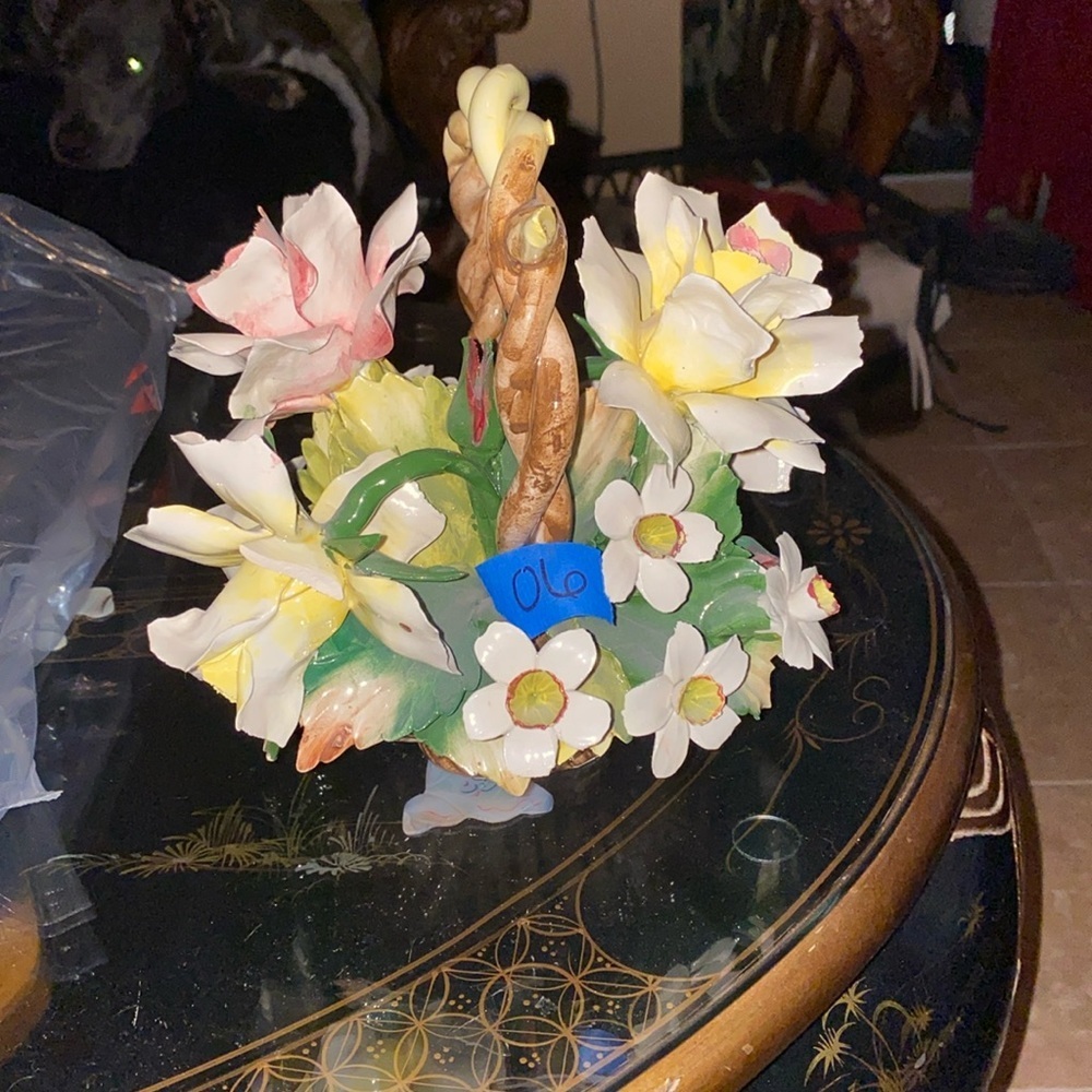 Vintage Capodimonte Porcelain Flower Basket minor chips please see pictures